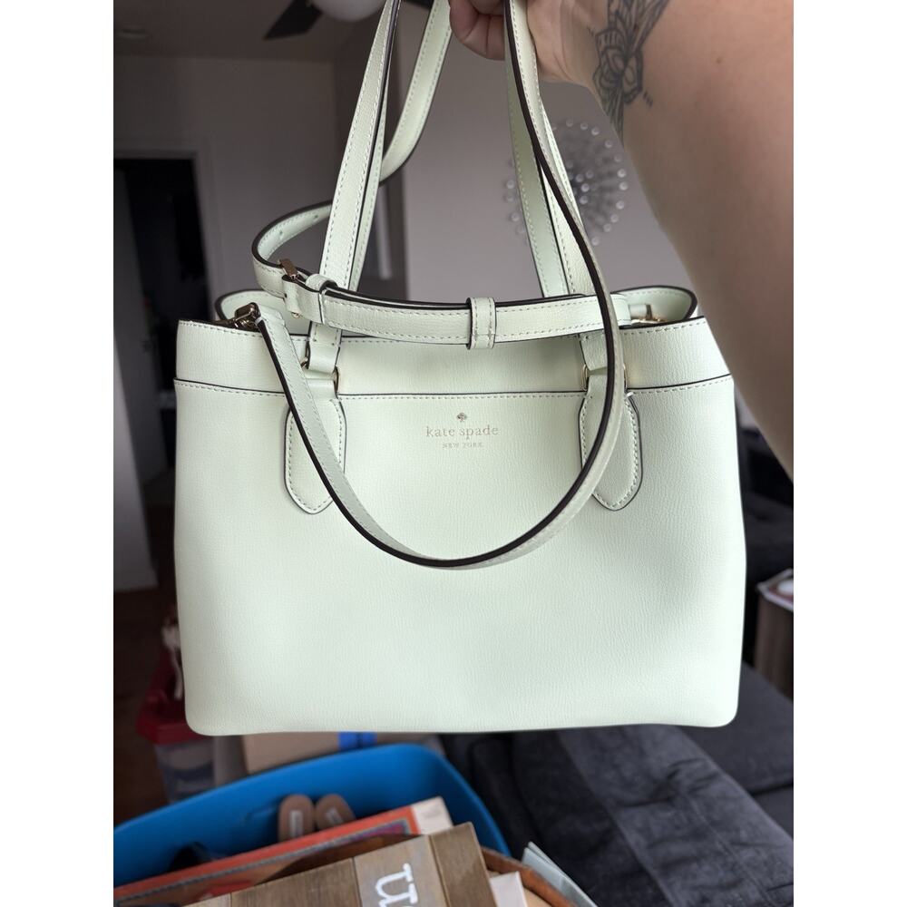 Kate Spade New York Pebbled Leather Satchel Tote Mint Green NWOT Crossbody - Picture 9 of 9